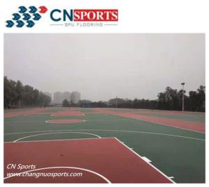 China 0.7mm Vertical Deformation Silicon PU Basketball Flooring With Concrete or Asphalt Base on sale