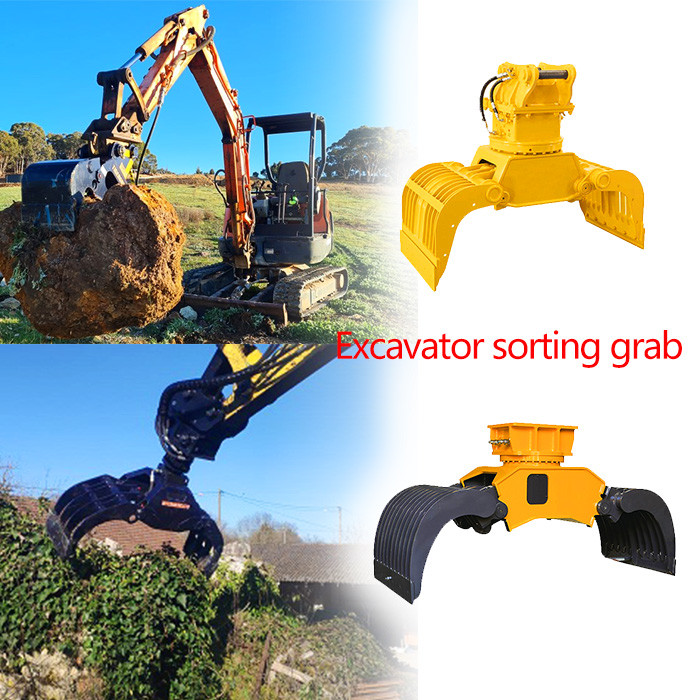 Hydraulic rotating sorting grab/selector grapple for demolition industry