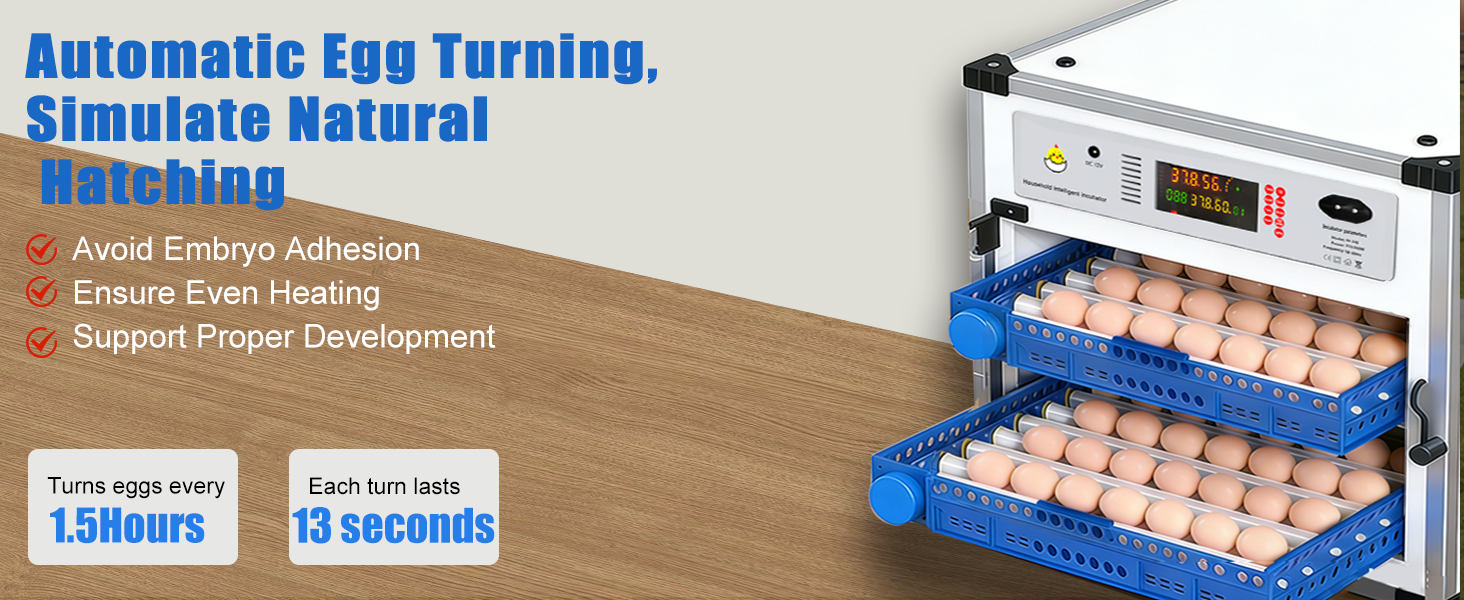 Automatic 136 Eggs Egg Incubator With Auto Turner, Digital Temperature Humidity Control & Water Refill, Incubators For Hatching Eggs For Chicken Duck
