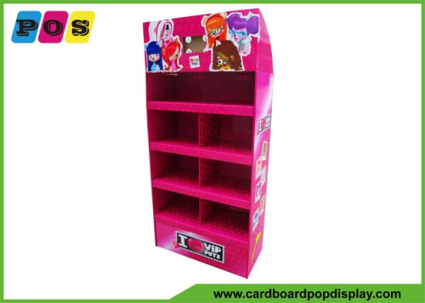 Cheap Supermarket POP Toy Display Stand 4 Shelf Floor Paper Cardboard Display Rack For Plush Dolls for sale