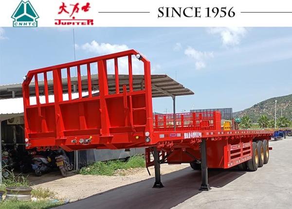 Cheap 40 Ton Q345B 3 Axle Flatbed Trailer With Front Wall for sale