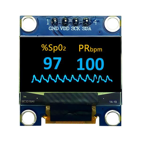 Cheap 4 Header pin 0.96 Inch OLED Display Module 128x64 Pixel I2C Interface Yellow+Blue Color for sale