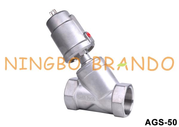 Cheap 2'' DN50 Pneumatic Threaded Angle Seat Piston Valve SS304 for sale