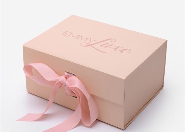Cheap Light Pink Flat Foldable Packaging Box Rigid Customized Design 2mm Thickness for sale