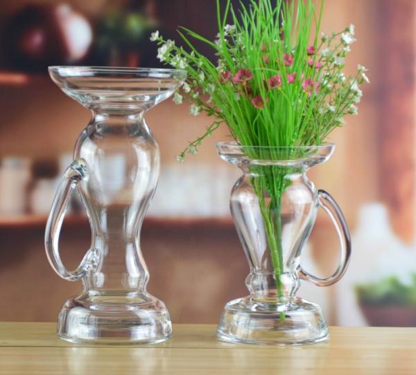 Cheap New Design Hand Blown Decorative Glass Vase With Handle for sale