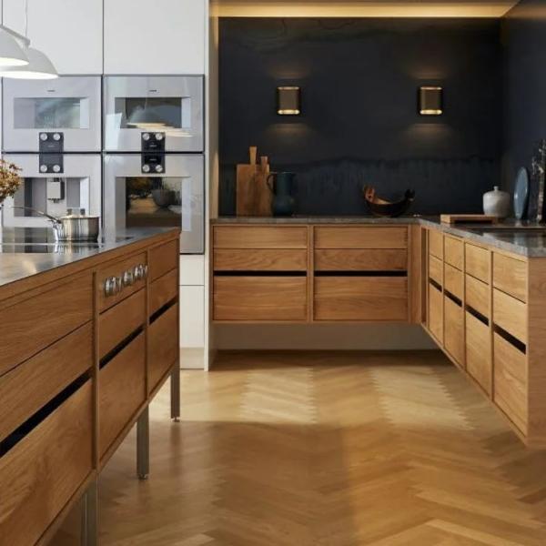 Cheap Ghana Project Custom Modular Modern Design Wood Grain Kitchen Cabinet for sale
