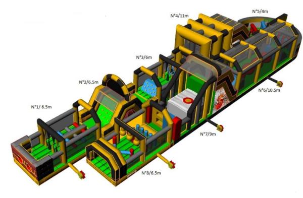 Cheap Pvc Large Inflatable Obstacle Course Bouncy Castle Ce / En14960 Certificates for sale