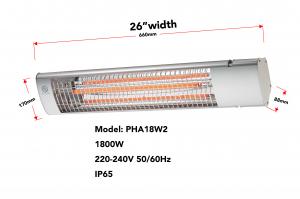 IP65 1800W Electric Patio Heater Infrared Radiant Heat  Carbon fiber heating element Wall-Mounted/free standing outdoor