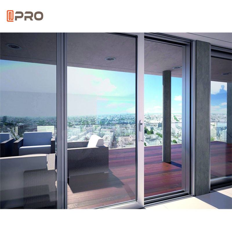 Aluminium Living Room Sliding Door Tempered Double Glass Screen Grill With Window