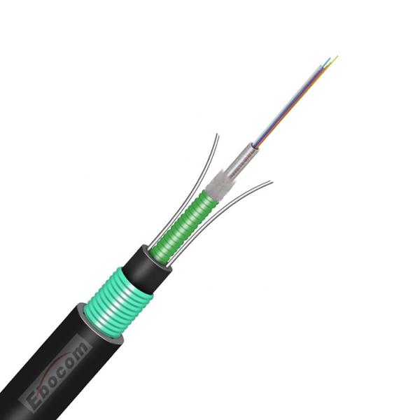 Cheap GYXTW Single-mode 2-12 Core Steel Tape Armored Fiber Optic Cable with G652D PE for LAN Communication for sale