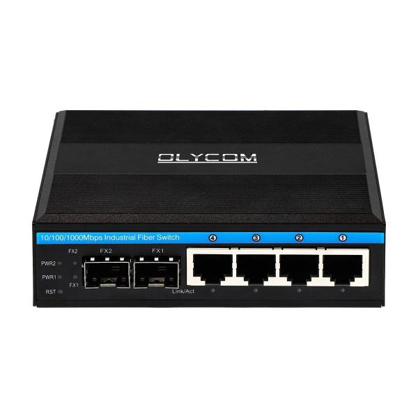 Cheap Gigabit ERPS Managed Ethernet Switch 2SFP+4RJ45 Din-rail Network Switch with PoE Output for sale