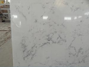 China Cararra White Artificial Quartz Slabs , 93% Natural Quartz Stone For Kitchen on sale