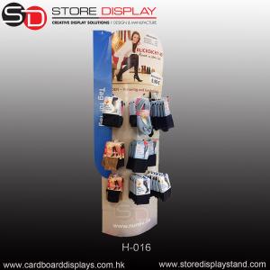 custom corrugated cardboard paper POP floor display rack with hooks