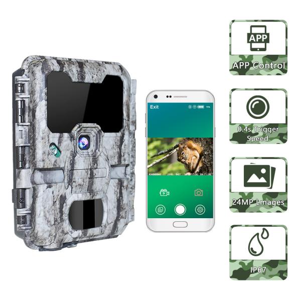 Cheap Game Trail Camera 24MP Scouting Camera No Glow Black Infrared Night Vision 0.25s Trigger wifi function for sale