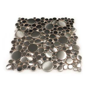 PVD Sliver Color Hairline Finish Big Small Round Splicing Decorative Stainelss Steel Trim Metal Mosaic Tile
