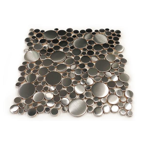 Cheap PVD Sliver Color Hairline Finish Big Small Round Splicing Decorative Stainelss Steel Trim Metal Mosaic Tile for sale