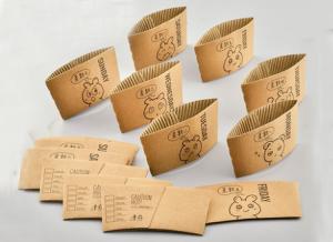Best Corrugated Custom Paper Cup Sleeves , Disposable Takeaway Coffee Cup Sleeves wholesale