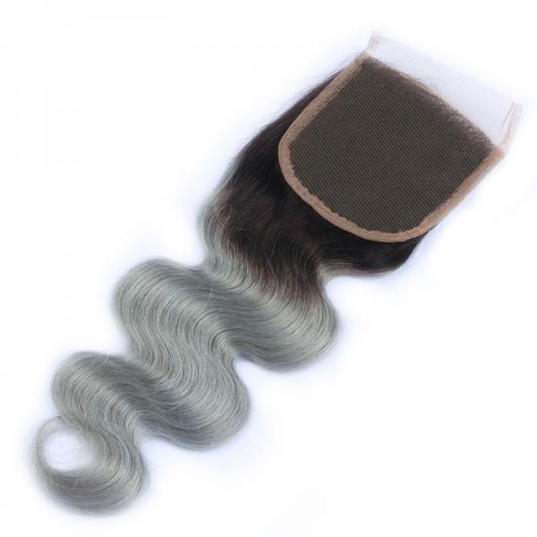 Cheap 1b Grey Body Wave 4x4 Lace Closure No Sheddding Curly Hair Lace Closure for sale