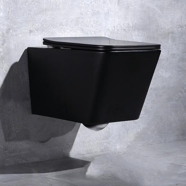 Cheap Back To Wall One Piece Toilet Bowl Wall Hung Toilet Tankless Black Square for sale