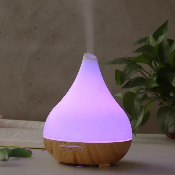 Cheap 400ml Capacity Mini Aroma Oil Diffuser Wooden Aromatherapy Machine Quiet Remote Control Aroma Diffuser with LED Light for sale