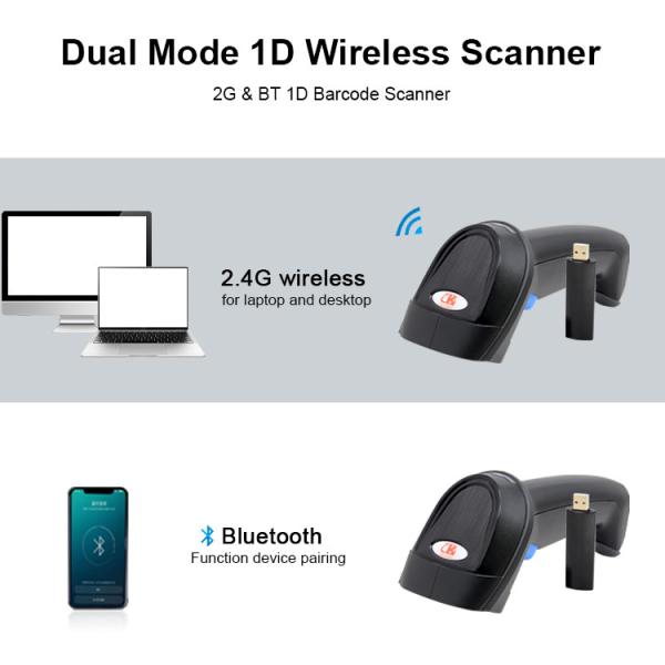 Cheap 3 In 1 Connection Wireless Barcode Scanner 2.4GHz 1D Bar Code Laser Reader For Delivery for sale
