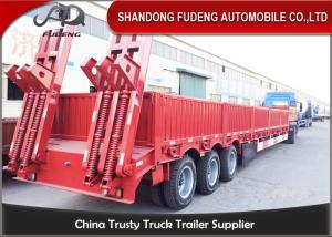 Drop Deck 3 Axles Low Bed Semi Trailer With Side Wall Mechanical Ladder