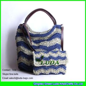 China LUDA weave beach purses and leather handles paper straw hobo beach totes on sale