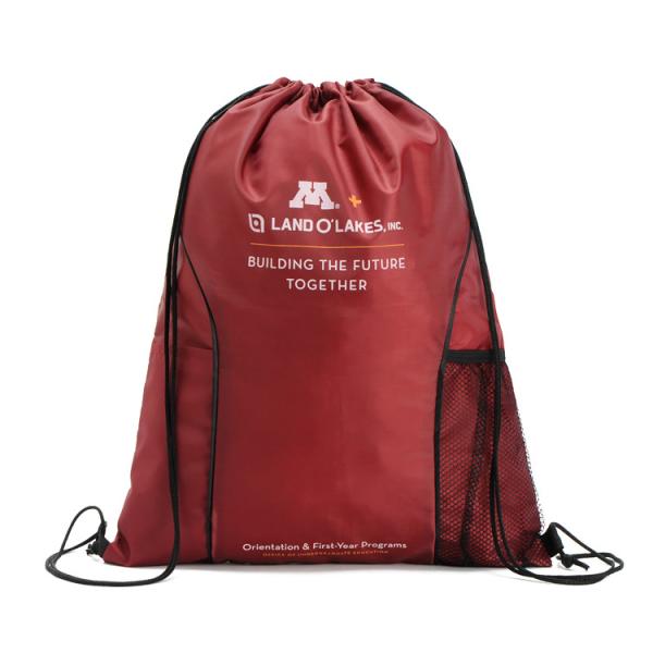 Cheap Custom Printed 190T Nylon Red Gym Drawstring Packaging Bags for sale