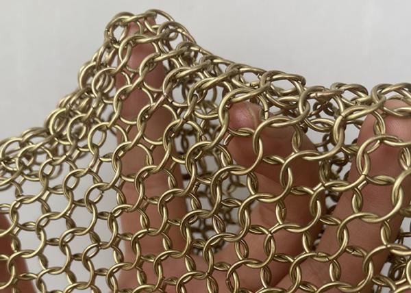Cheap Gold Color Metal Stainless Steel Ring Mesh Fabric Chainmail Curtain 304ss for sale