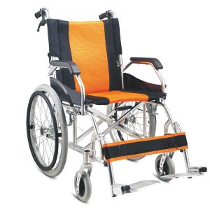 Best Hot sale new model 2021 year aluminum wheelchair fixed armrest blue and orange color seat back mesh cloth model GT-863L wholesale