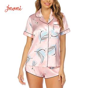 Best Button Down Silk 2 Pieces Womens Loungewear Set Women Pajama Set wholesale
