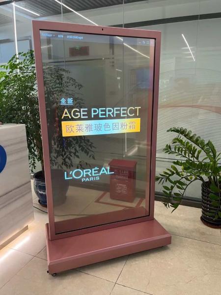 Cheap 55 inch Floor Standing TV Transparent OLED Digital Signage AMOLED Screen 4K Touch Ultra Thin Transparent OLED Display for sale