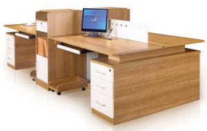 China Light Cherry 4 Seat Office Workstation Desk / Partition Workstation Table on sale