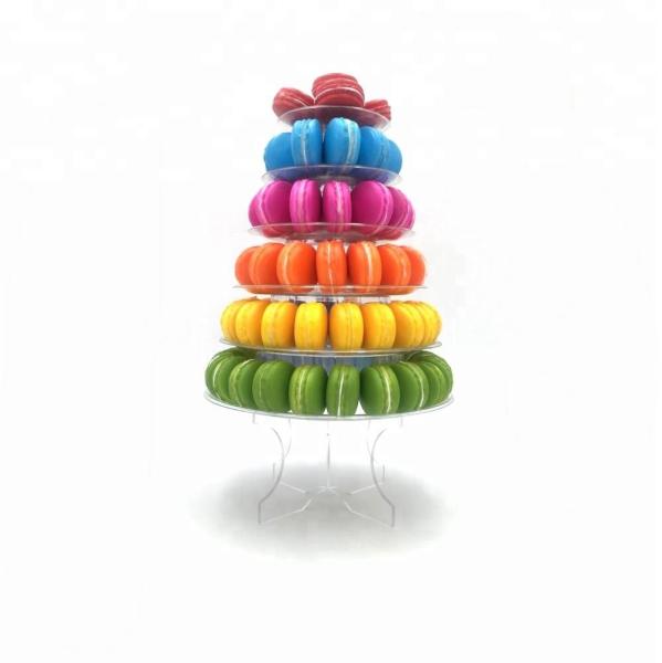 Cheap Plastic Pyramid Display Case 6 Tier Macaron Display Tower Case With Acrylic Base for sale