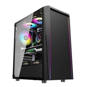 ETEK - Desktop Computer Case ARGB LED Strip on the front panel,Tempered Glass on Side Panel Top I/O Panel