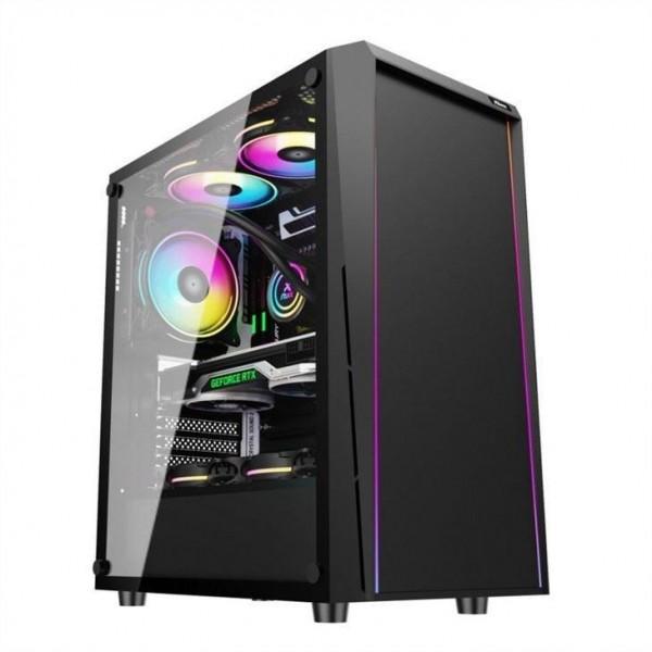 Cheap ETEK - Desktop Computer Case ARGB LED Strip on the front panel,Tempered Glass on Side Panel Top I/O Panel for sale