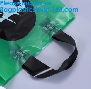 China 100% Biodegradable And Compostable Soft Loop Handle Plastic Bag For Clothing,Handle Block Bottom Plastic Shopping Bag on sale