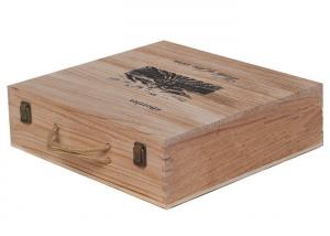 Best Natural Personalised Wooden Wine Gift Boxes , 6 Bottles Wooden Wine Gift Box With Rope Handle wholesale
