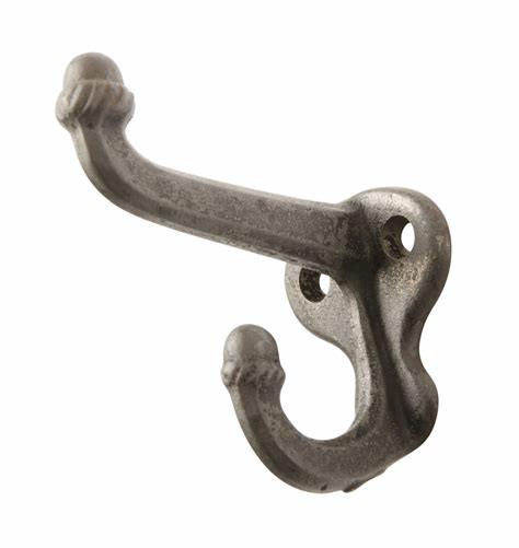 Cheap Chrome Nickel Cast Iron Coat Hooks And Hat Large Antique Coat Rack Double Hooks for sale