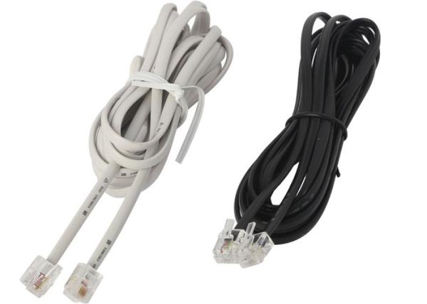 Cheap CAT3 Modular Line Rj11 Patch Cable , 2 Pairs 4 Wire Flat Telephone Patch Cord for sale