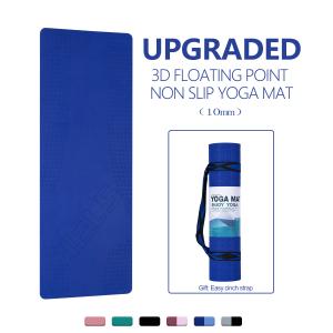 Upgraded Non Slip Yoga And Exercise Mat , Extra Thick 10mm TPE , Blue