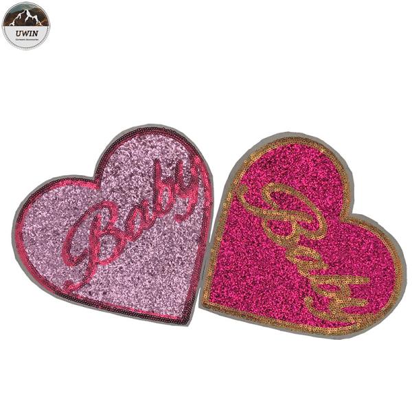 Cheap Heart Custom Embroidered Logo Patches , Cute Handmade Embroidered Patches for sale