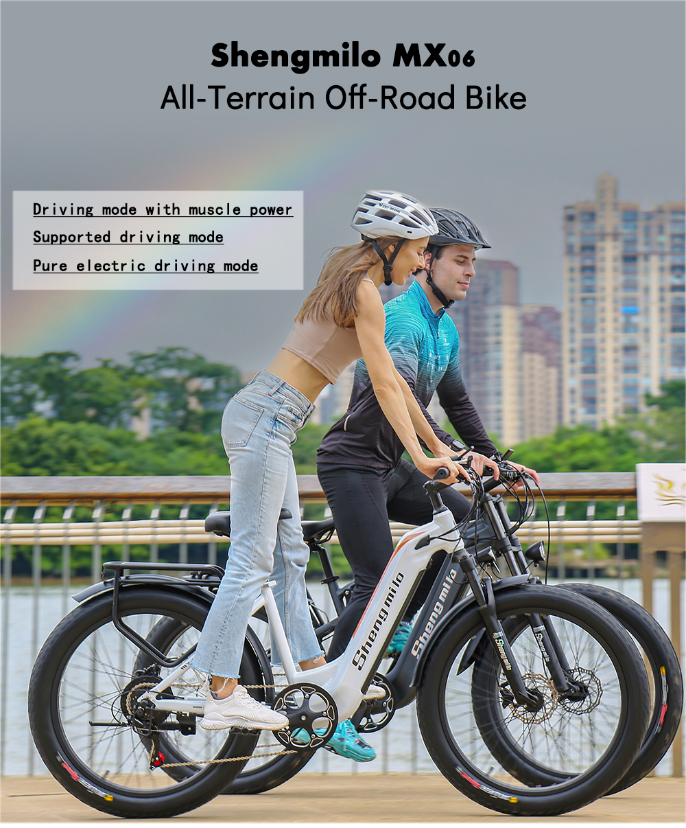 White 26 inch Electric Fat Tire Bike 7 Speed 48V 500W 17.5Ah Lithium Battery
