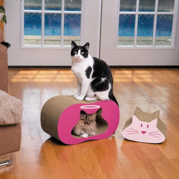 Cheap Catnip Inside Cat Cardboard Scratcher Abrasion Resistance With Activity Turnel for sale