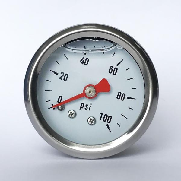 Cheap 1.5" 100 psi Axial Mount Manometer 1/8 NPT Red Pointer All Stainless Steel Pressure Gauge for sale