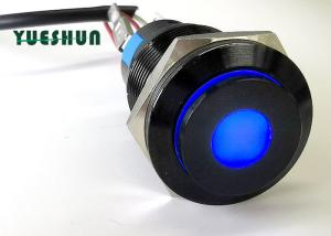 Black Aluminum Illuminated Latching Push Button Switch Yellow Orange Lighted