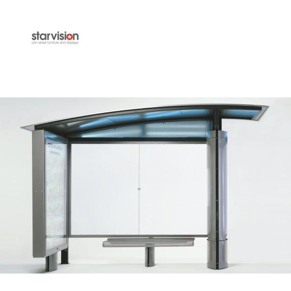 Cheap Aluminum Alloy 250W Bus Stand Shelter Curve Roofing Static scrolling for sale