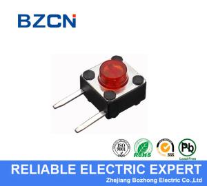 Red Button 2 Pin Right Angle Push Button Switch , 6X6mm Tactile Switch