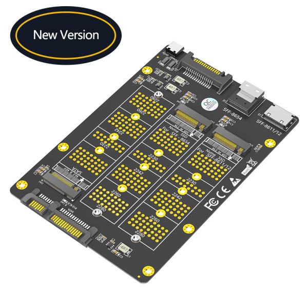 Cheap 3 in 1 Combo M.2(NGFF) NVMe SSD/SATA-Bus SSD to SFF-8611/8612  8654/and SATA Adapter for sale