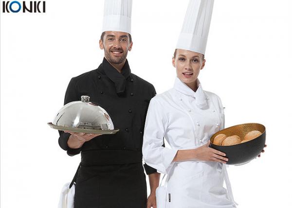 Cheap Men Polyester Fabric Kitchen Staff Uniform Chef Working With Hat for sale